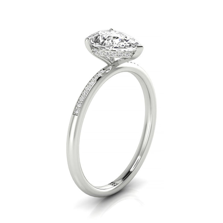 Brenda Select Hidden Halo Princess Cut Lab Diamond Engagement Ring in Platinum, side view | RockHer