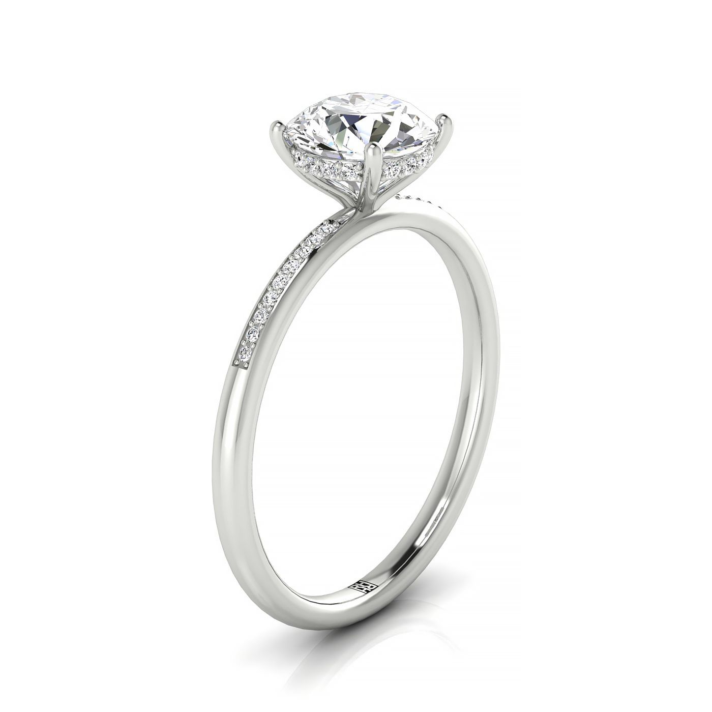 RockHer atelier photo of The Brenda round engagement ring setting in Platinum