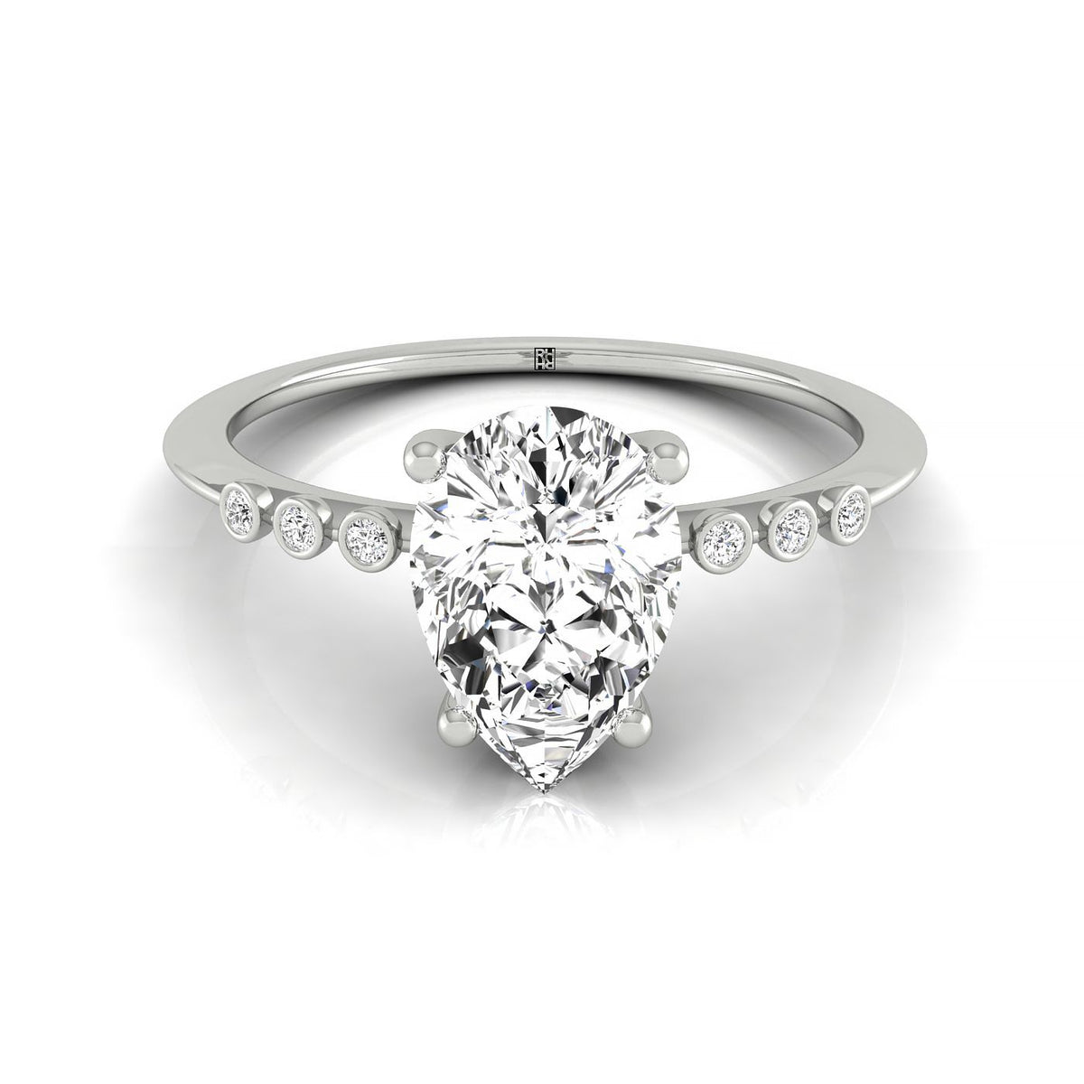 The Peggy select bezel accent solitaire engagement ring setting, shown in 18K White Gold | RockHer