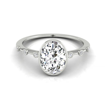 Brandi Select Solitaire Oval Lab Diamond Engagement Ring in Platinum, front view | RockHer
