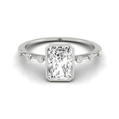 Brandi Select Solitaire Radiant Cut Lab Diamond Engagement Ring in Platinum, front view | RockHer