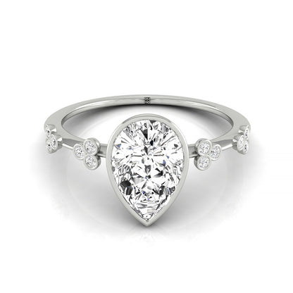 Miley Select Solitaire Princess Cut Lab Diamond Engagement Ring in 18K White Gold, front view | RockHer