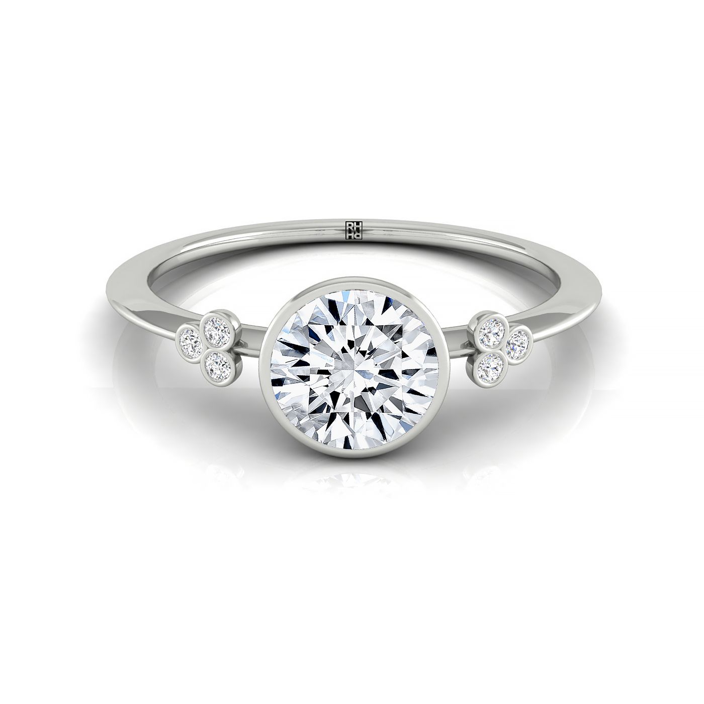 The Selena select bezel solitaire engagement ring setting, shown in 18K White Gold | RockHer