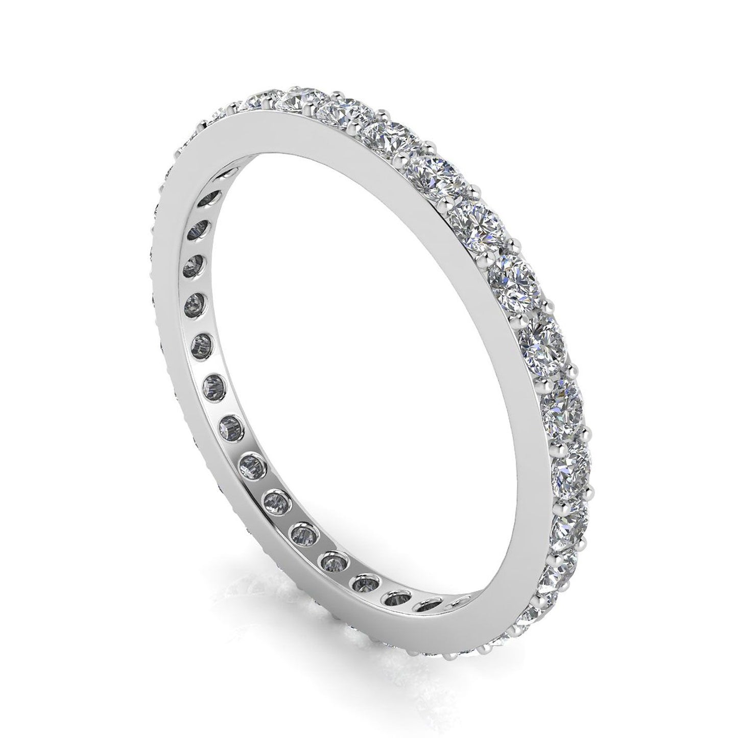Round Brilliant Cut Diamond Pave Set Eternity Ring In 18k White Gold  (1.62ct. Tw.) Ring Size 8.5