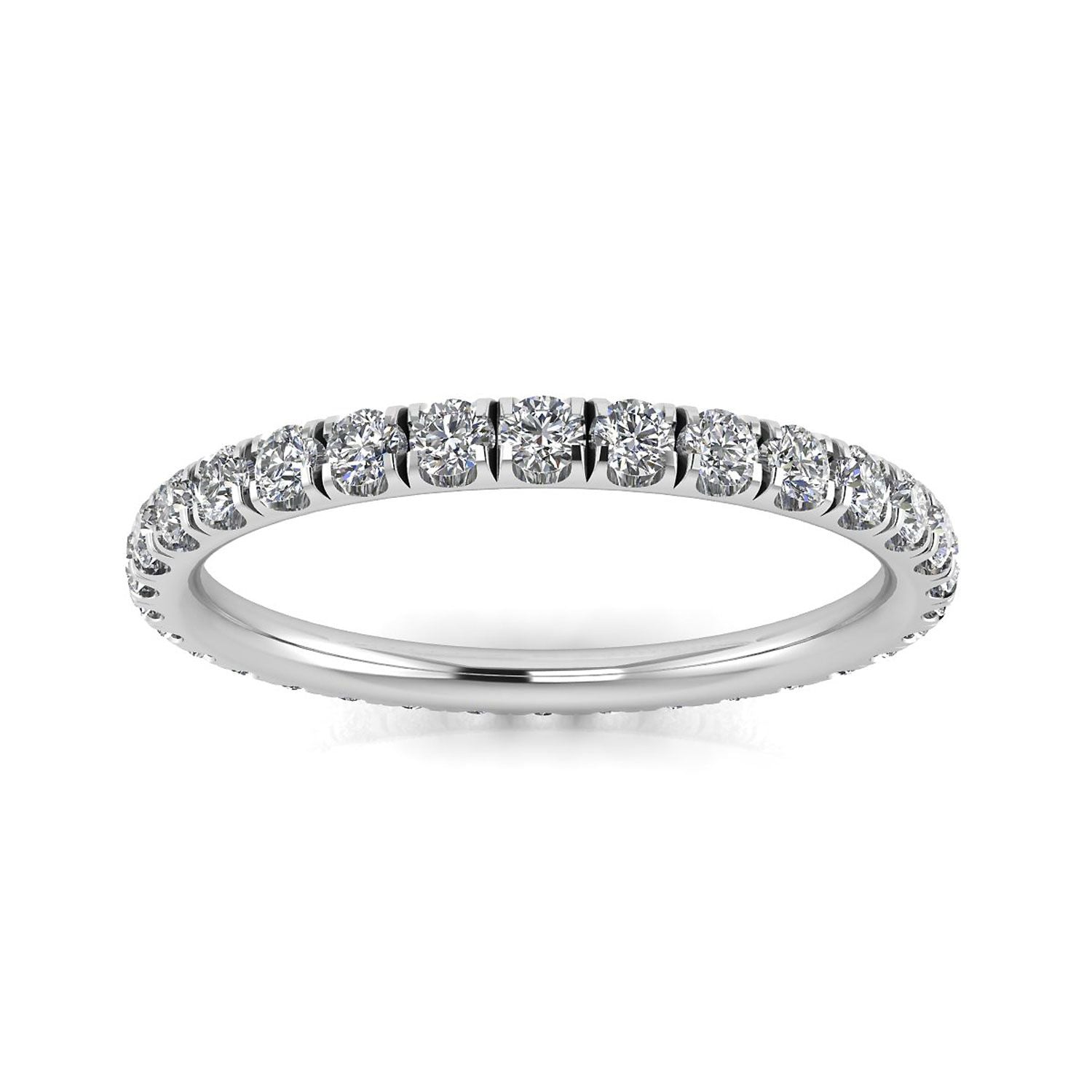 Round Brilliant Cut Diamond Split Prong Set Eternity Ring In 18k White Gold  (0.77ct. Tw.) Ring Size 8.5
