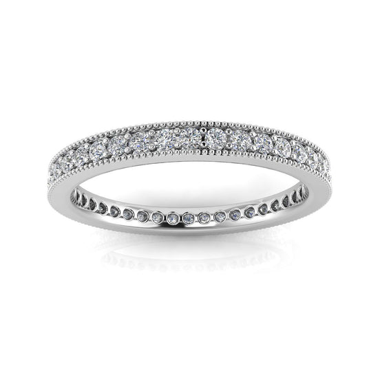 Round Brilliant Cut Diamond Pave & Milgrain Set Eternity Ring In Platinum  (0.32ct. Tw.) Ring Size 6.5