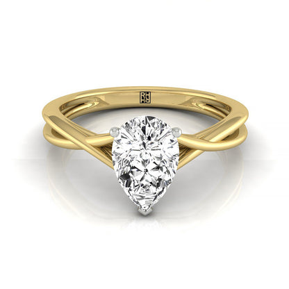 Grace Select Solitaire Princess Cut Lab Diamond Engagement Ring in 18K Yellow Gold, front view | RockHer