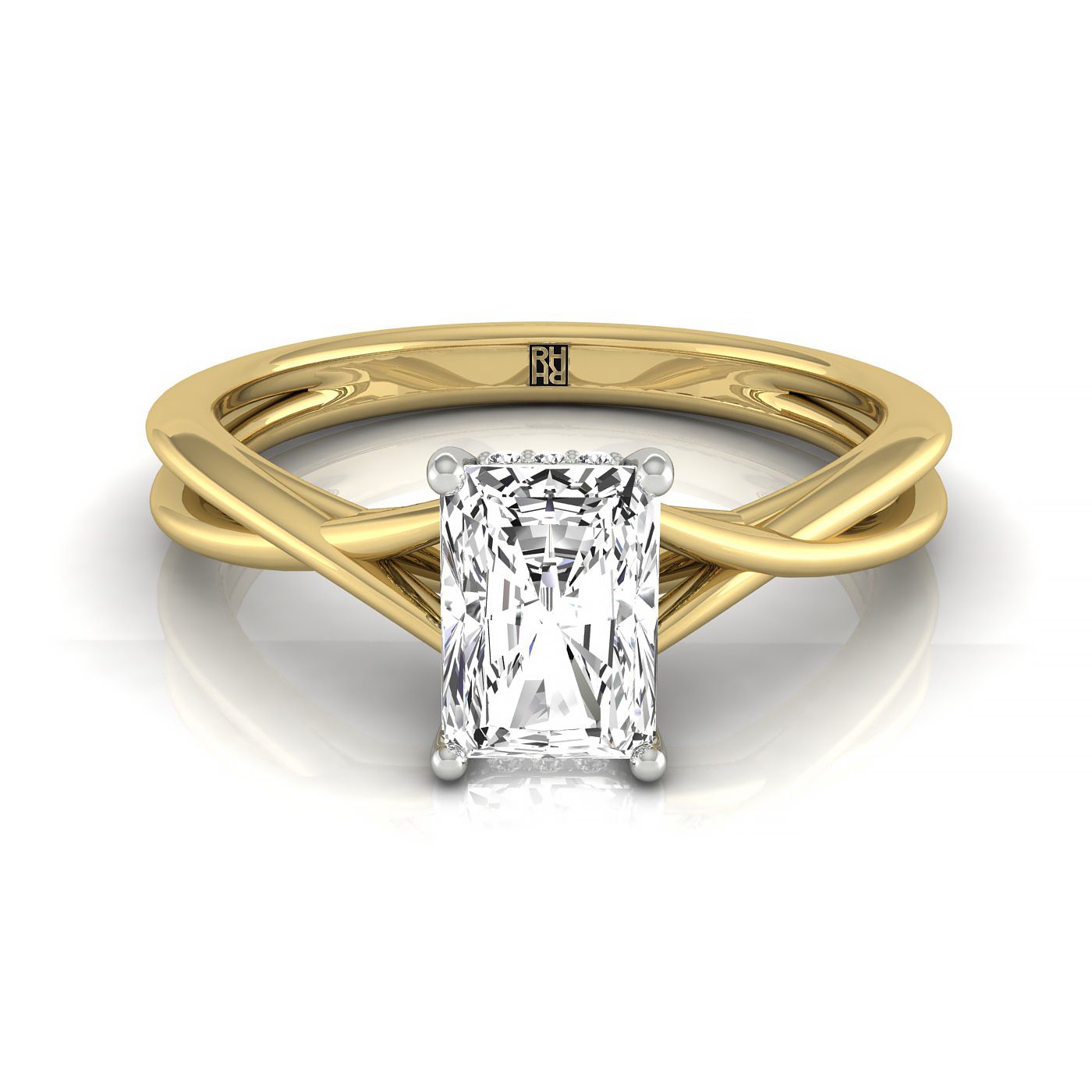 The Grace select solitaire cut engagement ring setting, shown in 18K Yellow Gold | RockHer