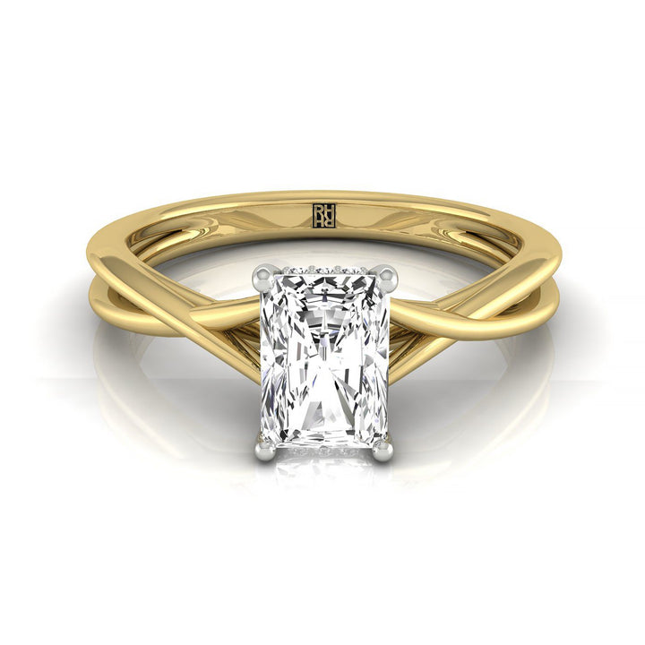 Grace Select Solitaire Radiant Cut Lab Diamond Engagement Ring in 18K Yellow Gold, front view | RockHer