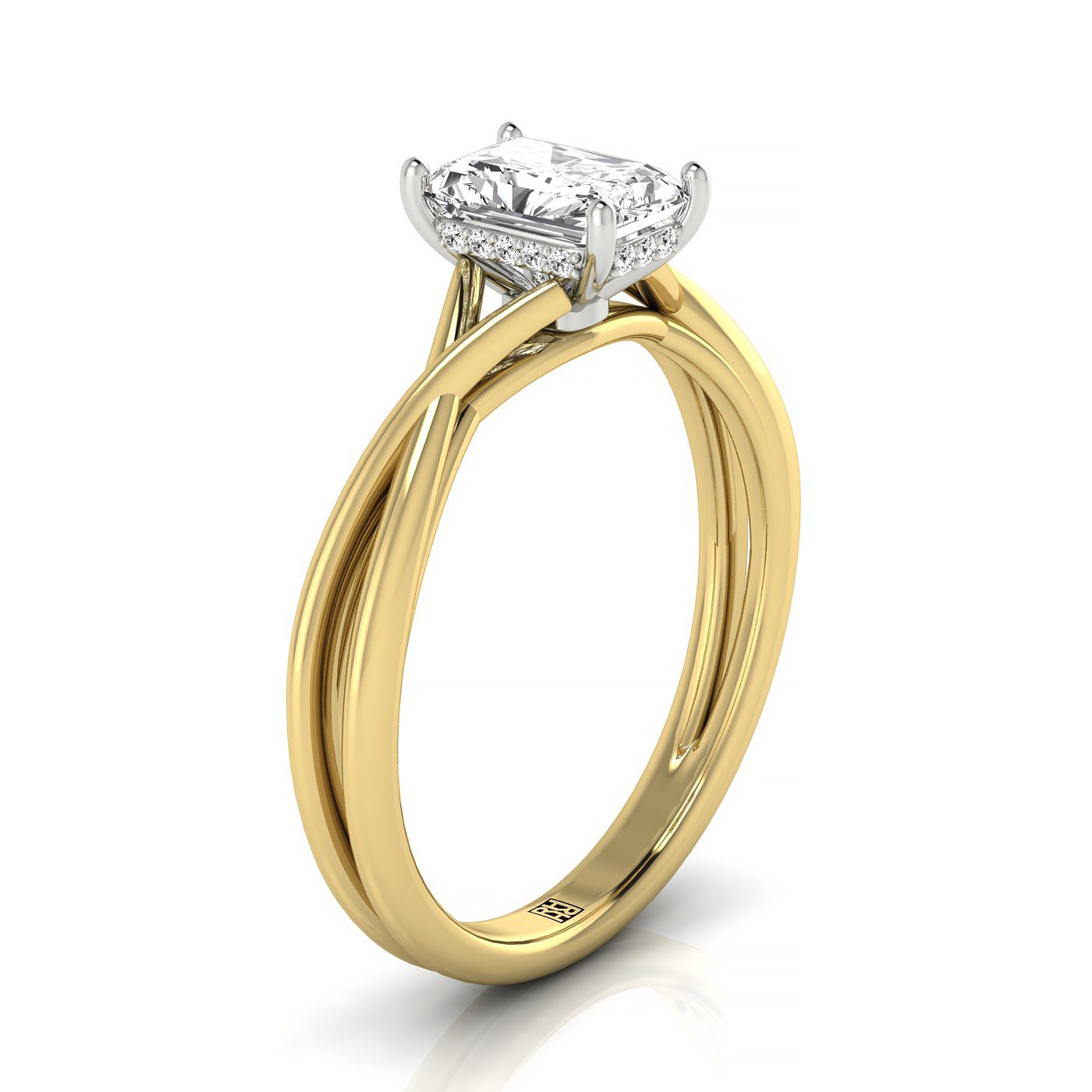 Made to order: The Grace radiant engagement ring setting in 18K Yellow Gold | RockHer