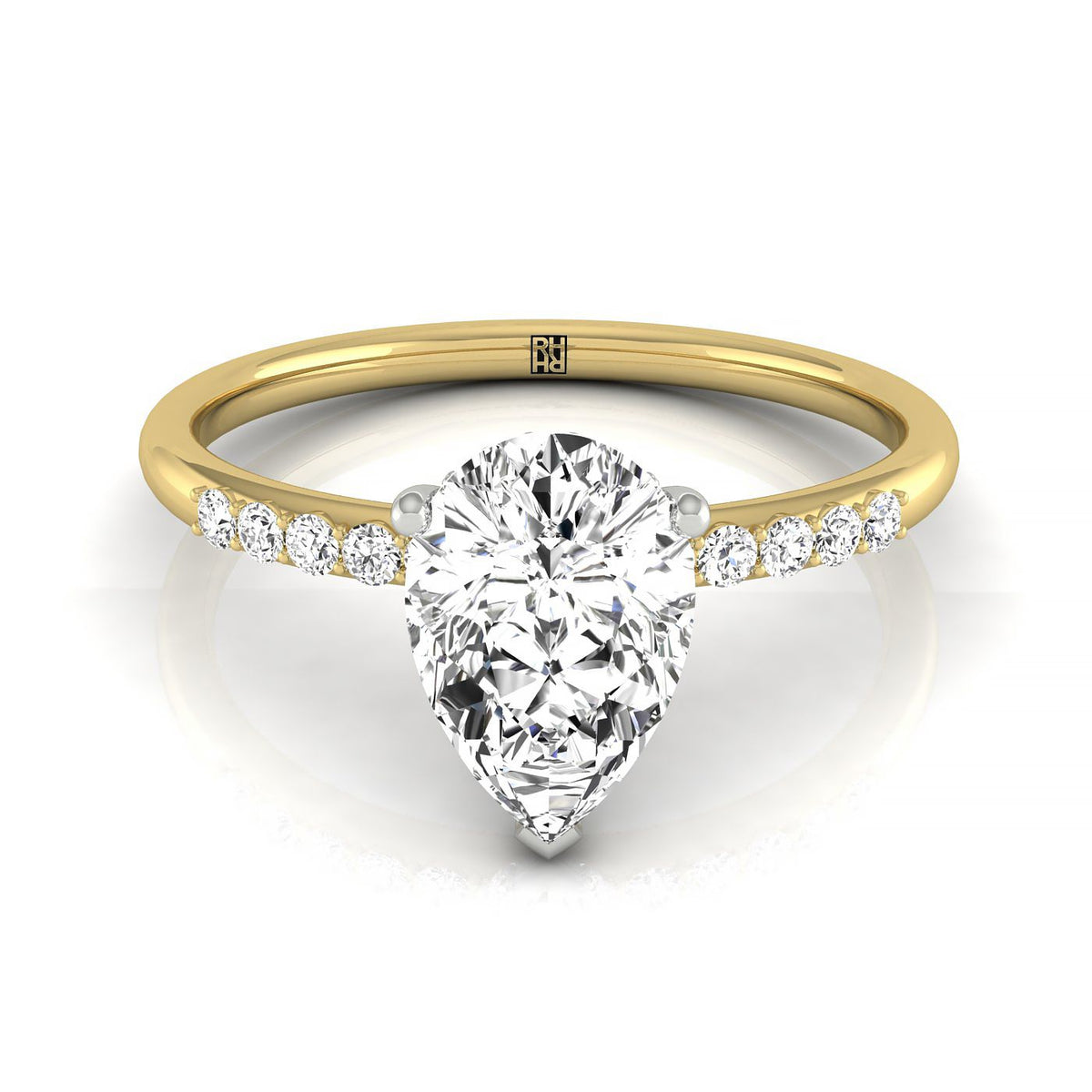 The Abbey select hidden halo pavé engagement ring setting, shown in 18K Yellow Gold | RockHer