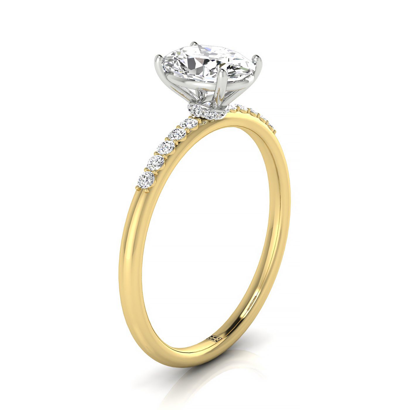 RockHer atelier photo of The Cherie oval engagement ring setting in 18K Yellow Gold