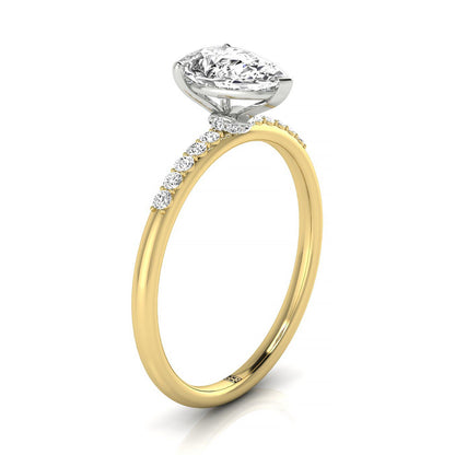 Cherie Select Hidden Halo Pavé Solitaire Princess Cut Lab Diamond Engagement Ring in 18K Yellow Gold, side view | RockHer