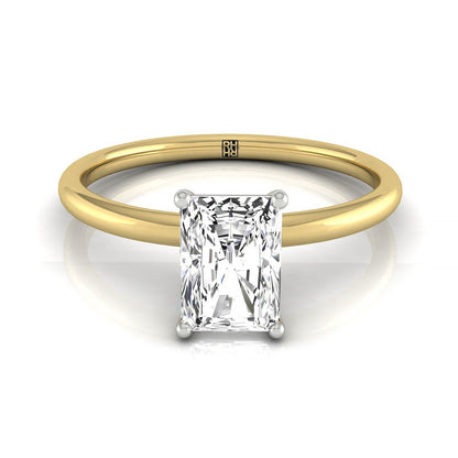 Joni Select Hidden Halo Radiant Cut Lab Diamond Engagement Ring in 18K Yellow Gold, front view | RockHer