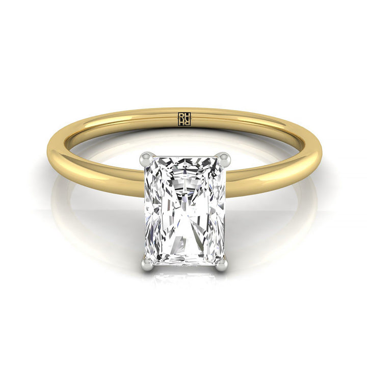 Joni Select Hidden Halo Radiant Cut Lab Diamond Engagement Ring in 18K Yellow Gold, front view | RockHer