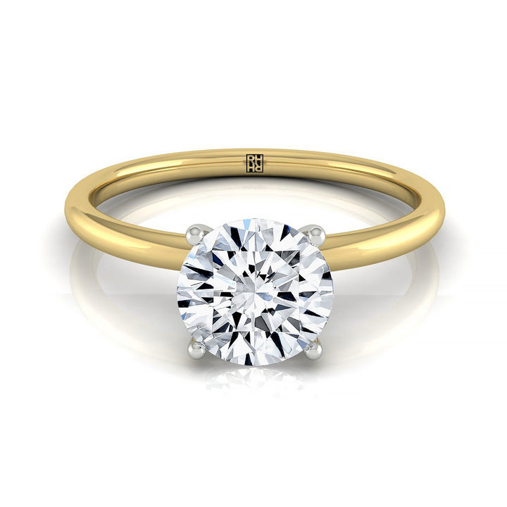 Joni Select Hidden Halo Solitaire Round Lab Diamond Engagement Ring in 18K Yellow Gold, front view | RockHer
