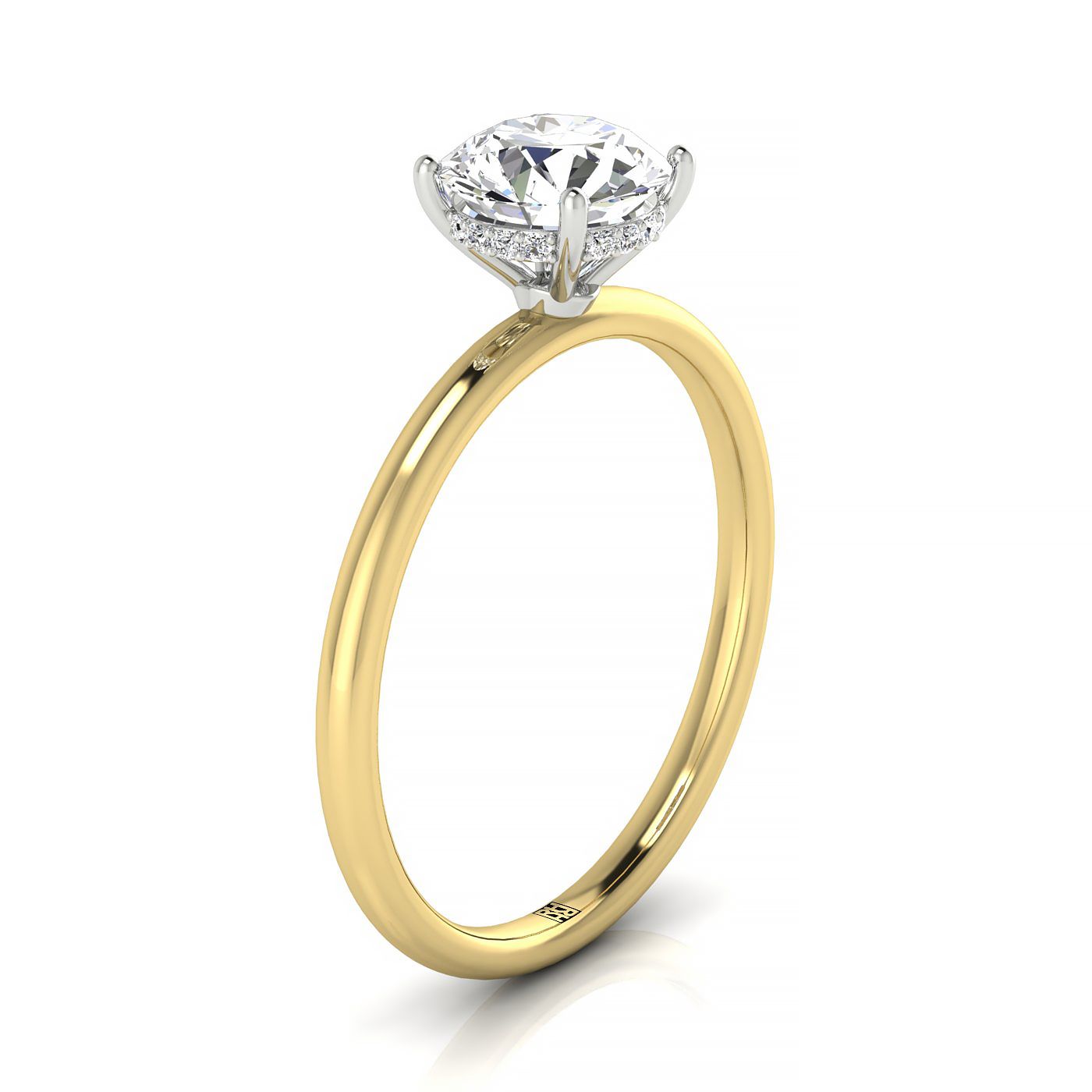 RockHer atelier photo of The Eartha round engagement ring setting in 18K Yellow Gold