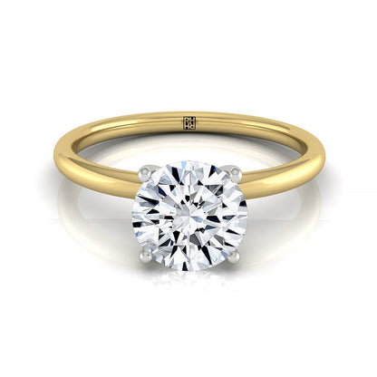 Cyndi Select Curved Hidden Halo Solitaire Round Lab Diamond Engagement Ring in 18K Yellow Gold, front view | RockHer
