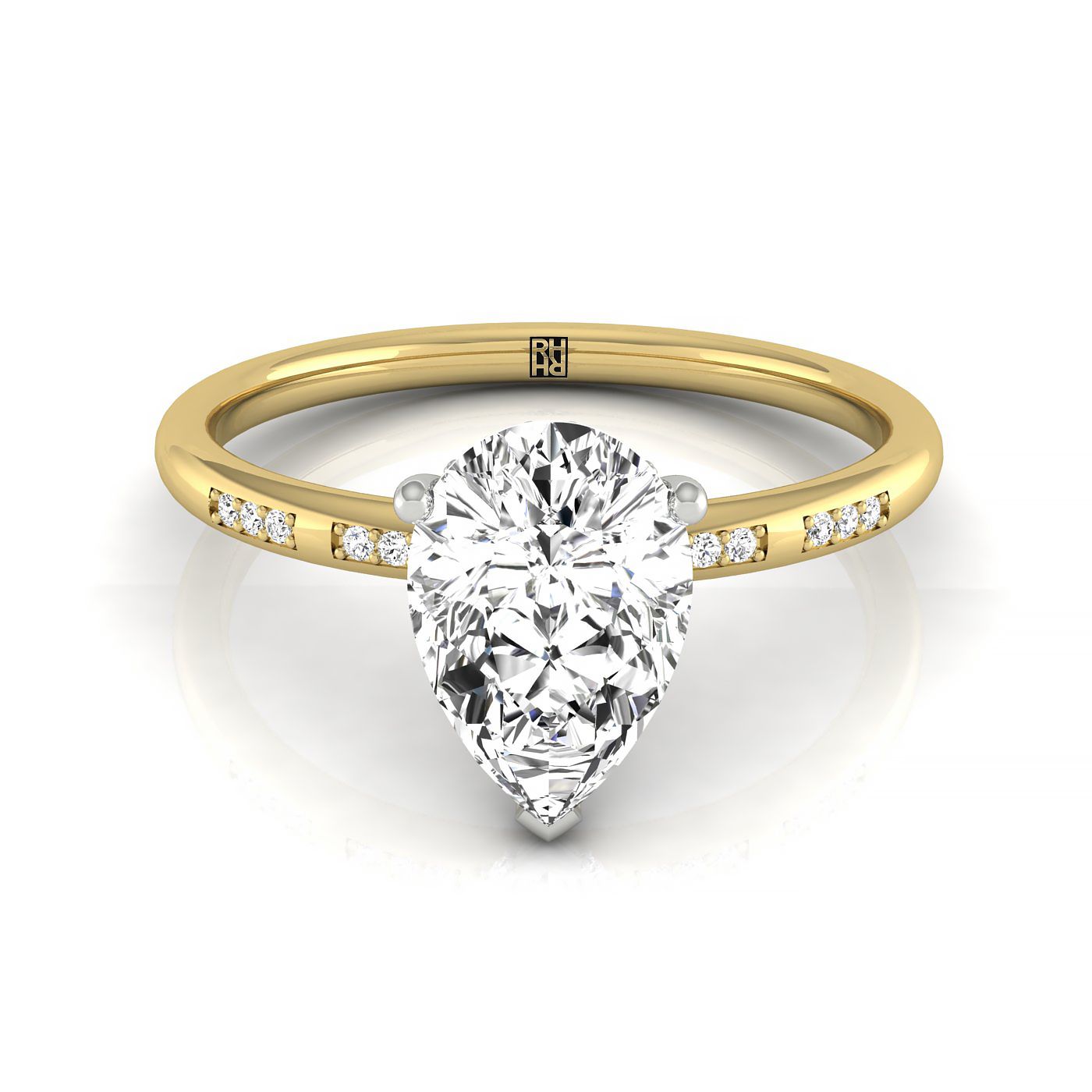 Wanda Select Hidden Halo Pavé Solitaire Princess Cut Lab Diamond Engagement Ring in 18K Yellow Gold, front view | RockHer