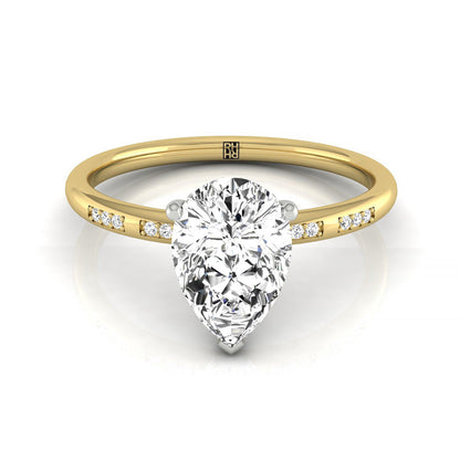 Wanda Select Hidden Halo Pavé Solitaire Princess Cut Lab Diamond Engagement Ring in 18K Yellow Gold, front view | RockHer