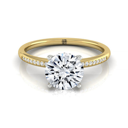 Brenda Select High Hidden Halo Solitaire Round Lab Diamond Engagement Ring in 14K Yellow Gold, front view | RockHer
