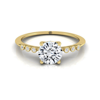 Peggy Select Bezel Accent Solitaire Round Lab Diamond Engagement Ring in 18K Yellow Gold, front view | RockHer