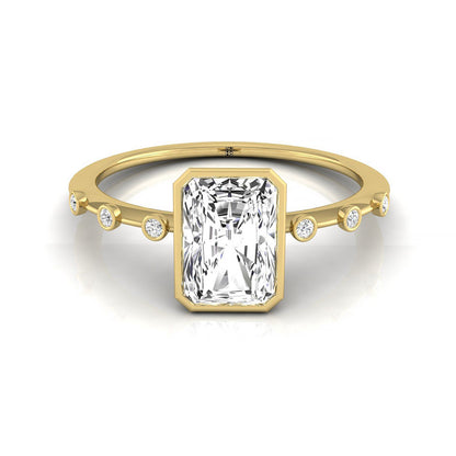 Brandi Select Solitaire Radiant Cut Lab Diamond Engagement Ring in 18K Yellow Gold, front view | RockHer