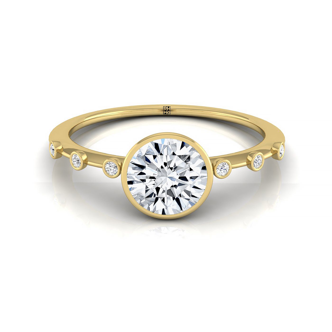 Brandi Select Solitaire Round Lab Diamond Engagement Ring in 18K Yellow Gold, front view | RockHer