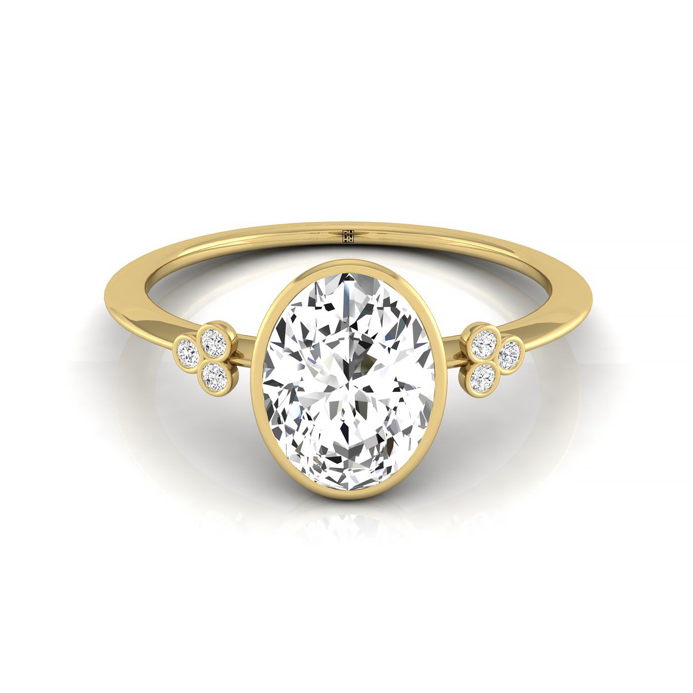 The Selena oval setting in 18K Yellow Gold, a select bezel solitaire design from RockHer