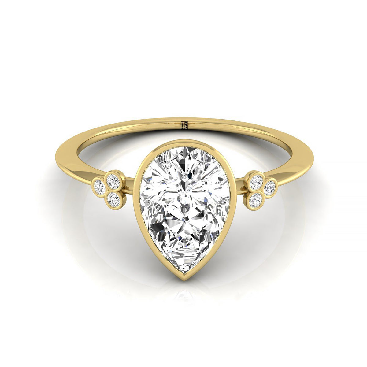 The Selena select clover bezel accent solitaire engagement ring setting, shown in 18K Yellow Gold | RockHer