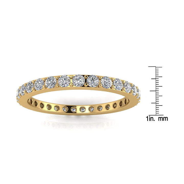 Round Brilliant Cut Diamond Pave Set Eternity Ring In 18k Yellow Gold  (0.66ct. Tw.) Ring Size 5.5