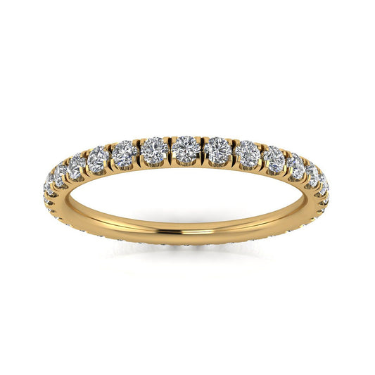 Round Brilliant Cut Diamond Split Prong Set Eternity Ring In 18k Yellow Gold  (1.31ct. Tw.) Ring Size 4