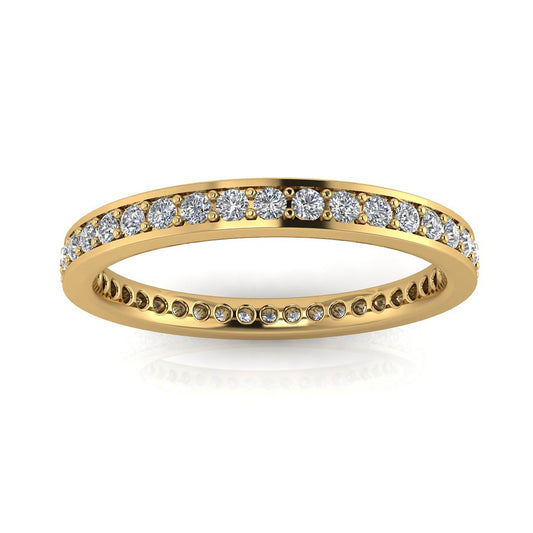Round Brilliant Cut Diamond Channel Pave Set Eternity Ring In 18k Yellow Gold  (0.96ct. Tw.) Ring Size 6.5