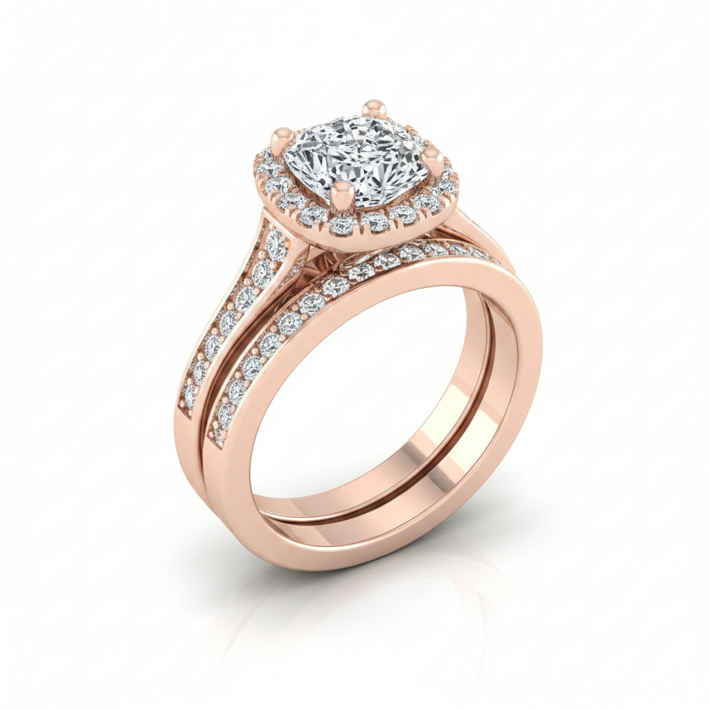 The Genesis Matching Wedding Band, Cushion in 14K Rose Gold