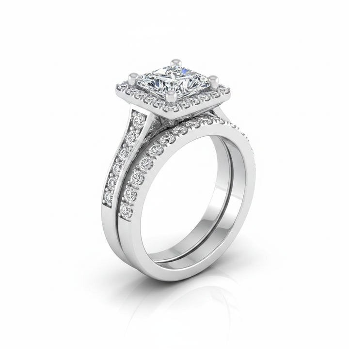 The Genesis Matching Wedding Band, Princess in 18K White Gold