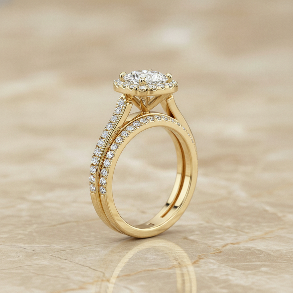 The Genesis Matching Wedding Band, Cushion in 18K Yellow Gold