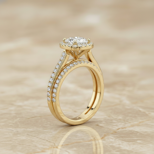 The Genesis Matching Wedding Band, Cushion in 18K Yellow Gold