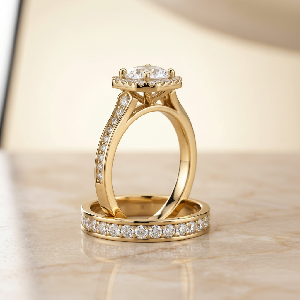 The Genesis Matching Wedding Band, Round in 18K Yellow Gold