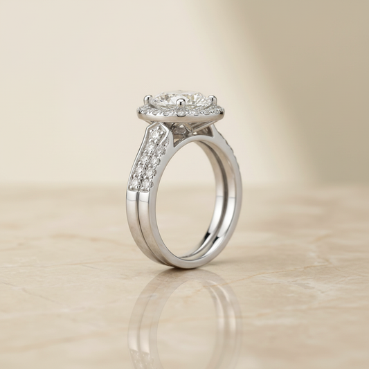 The Genesis Matching Wedding Band, Cushion in Platinum