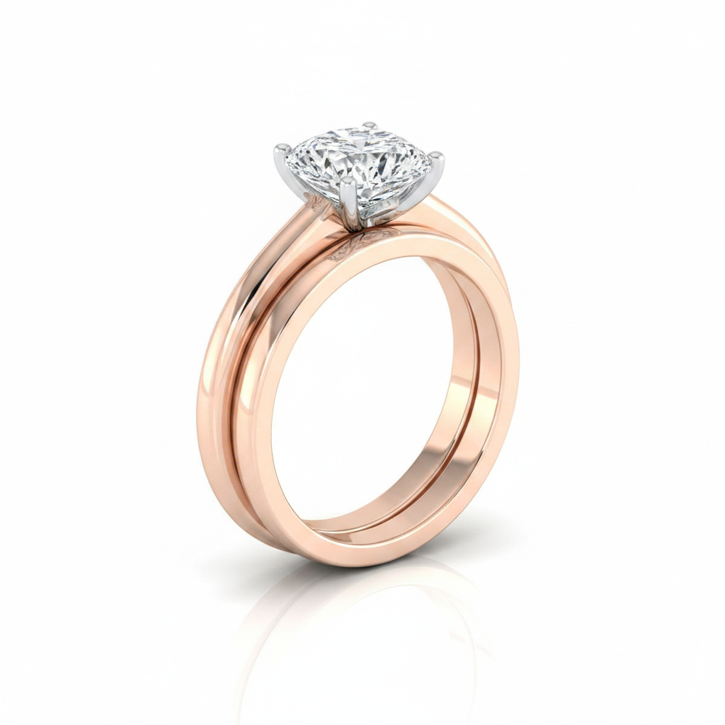 The Gilda Matching Wedding Band, Cushion in 14K Rose Gold