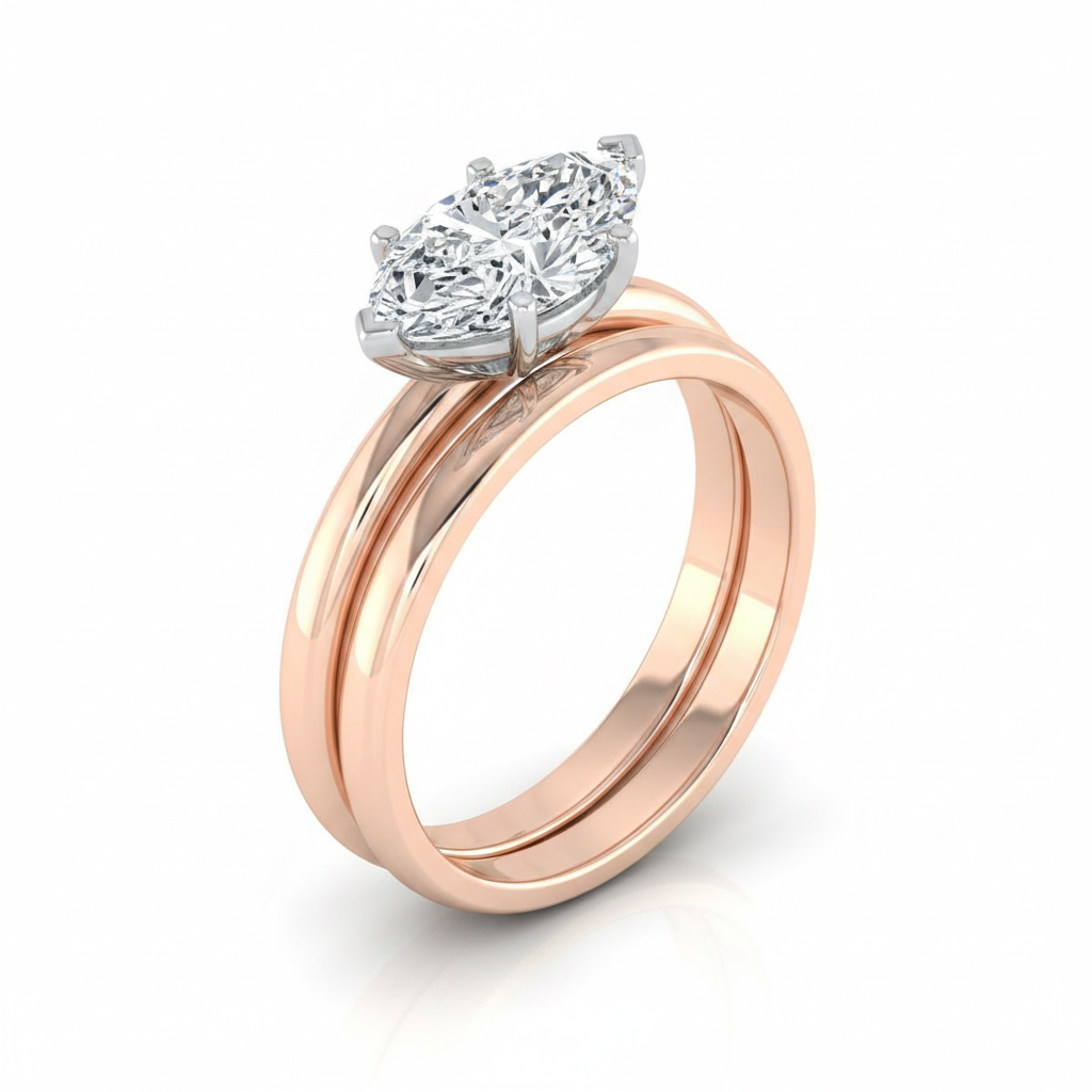 The Gilda Matching Wedding Band, Marquise in 14K Rose Gold