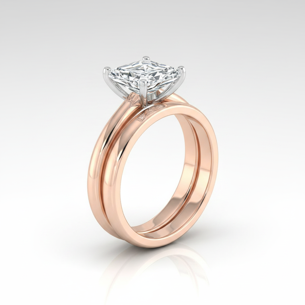 The Gilda Matching Wedding Band, Radiant in 14K Rose Gold