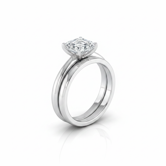 The Gilda Matching Wedding Band, Asscher in 18K White Gold