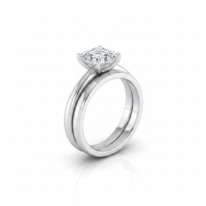 The Gilda Matching Wedding Band, Asscher in 18K White Gold | RockHer