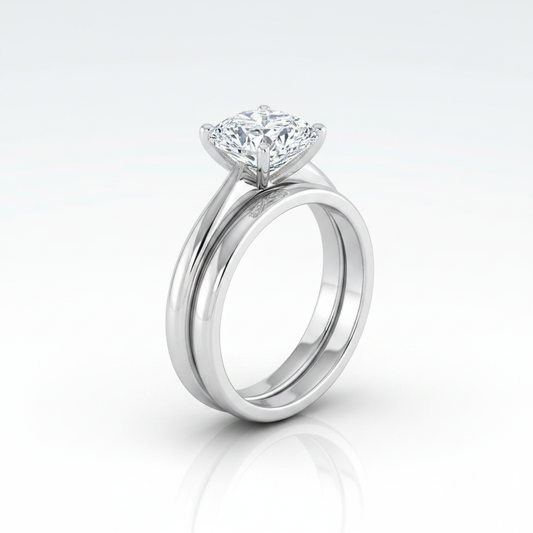 The Gilda Matching Wedding Band, Cushion in 18K White Gold