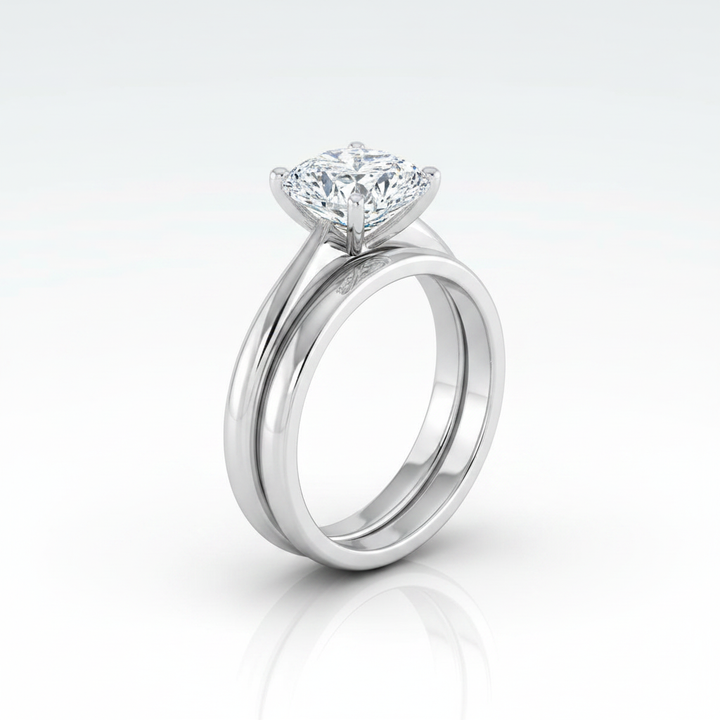 The Gilda Matching Wedding Band, Cushion in 18K White Gold | RockHer