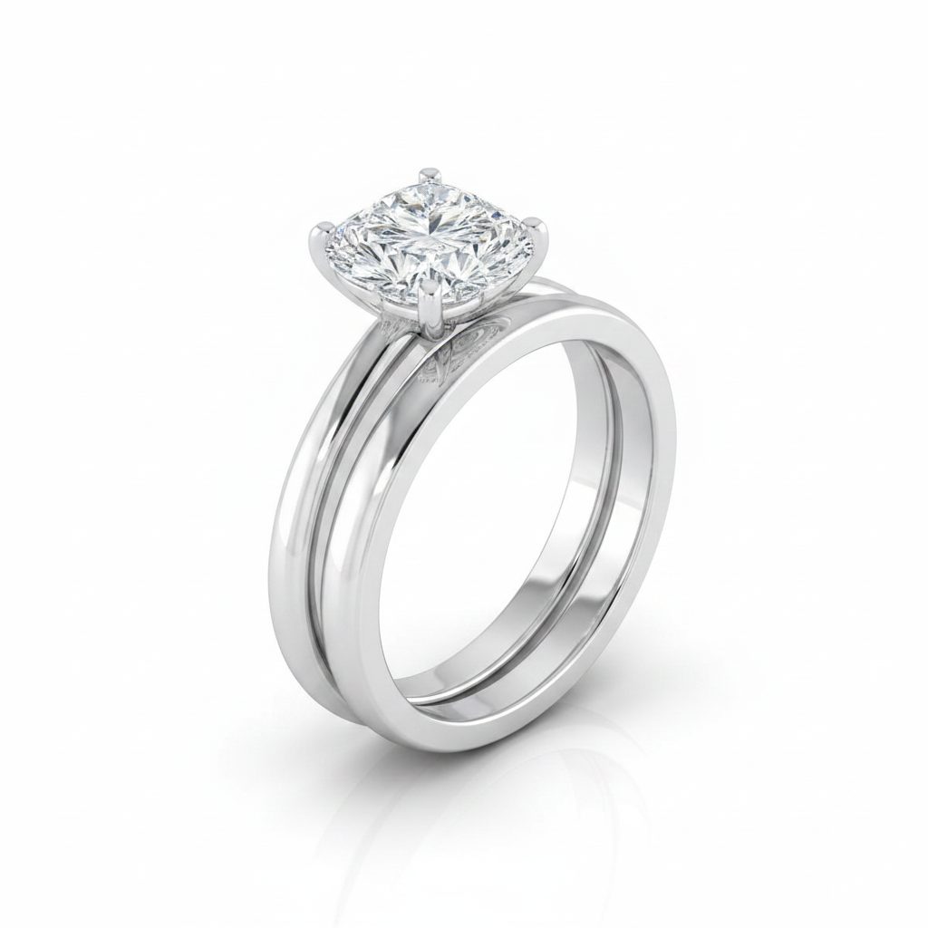 The Gilda Matching Wedding Band, Heart in 18K White Gold