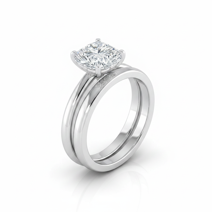 The Gilda Matching Wedding Band, Heart in 18K White Gold | RockHer