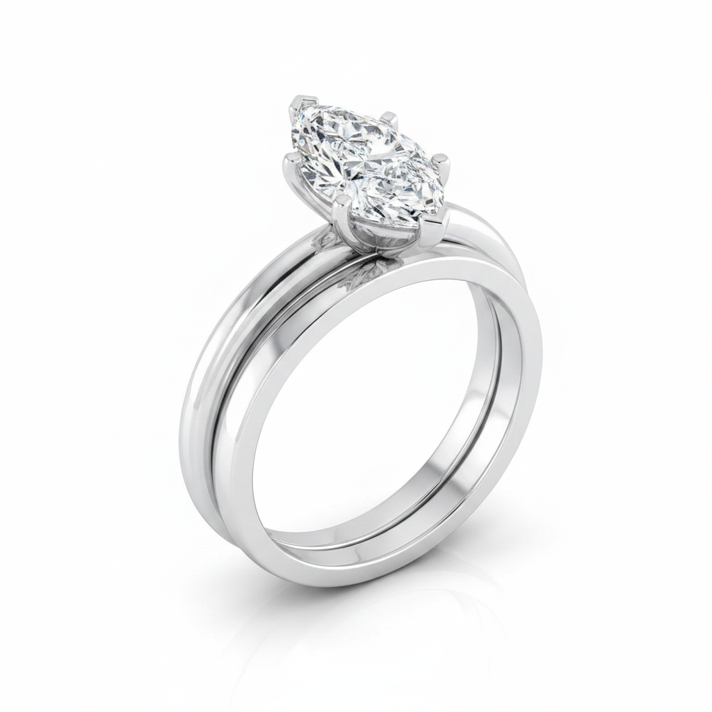 The Gilda Matching Wedding Band, Marquise in 18K White Gold