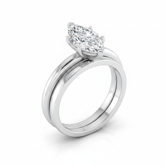 The Gilda Matching Wedding Band, Marquise in 18K White Gold